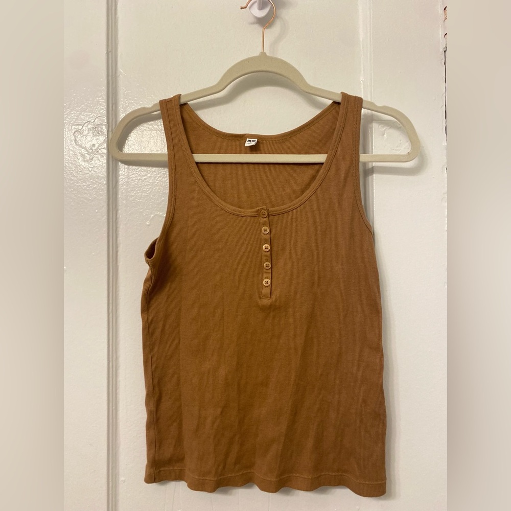 🎉BOGO🎉 Tan Ribbed Tank with Buttons